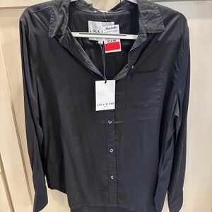 lola River Black Collared Button Shirt
